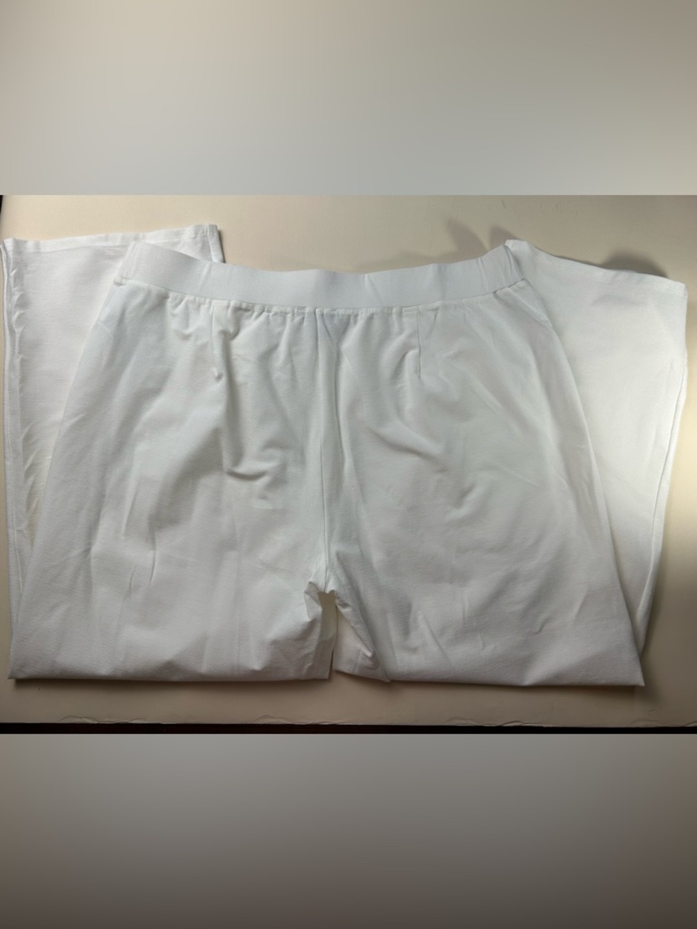 Eileen Fisher White Cropped Wide-Leg Pants 70% viscose size L - Picture 9 of 10
